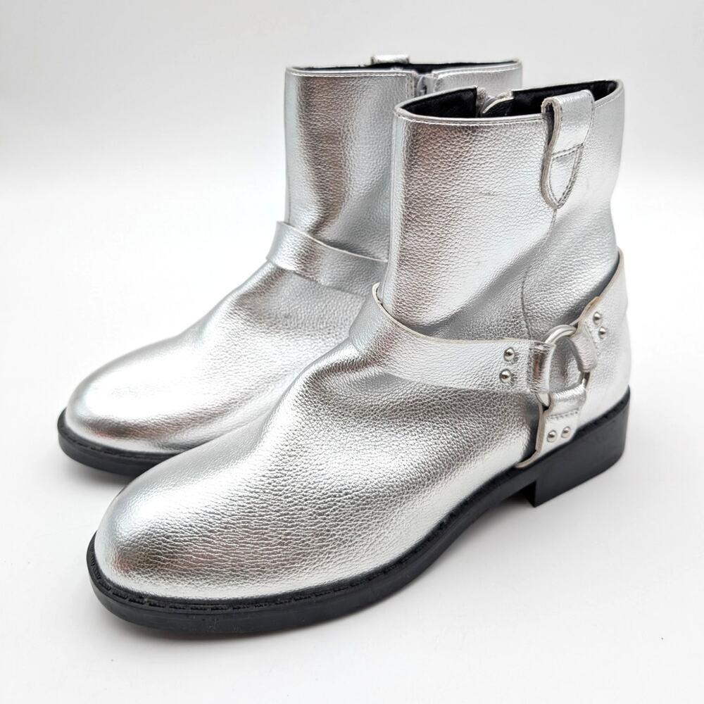 Dolce Vita Minnow Metallic Harness Bootie Side Zip Girls Silver Size US5
